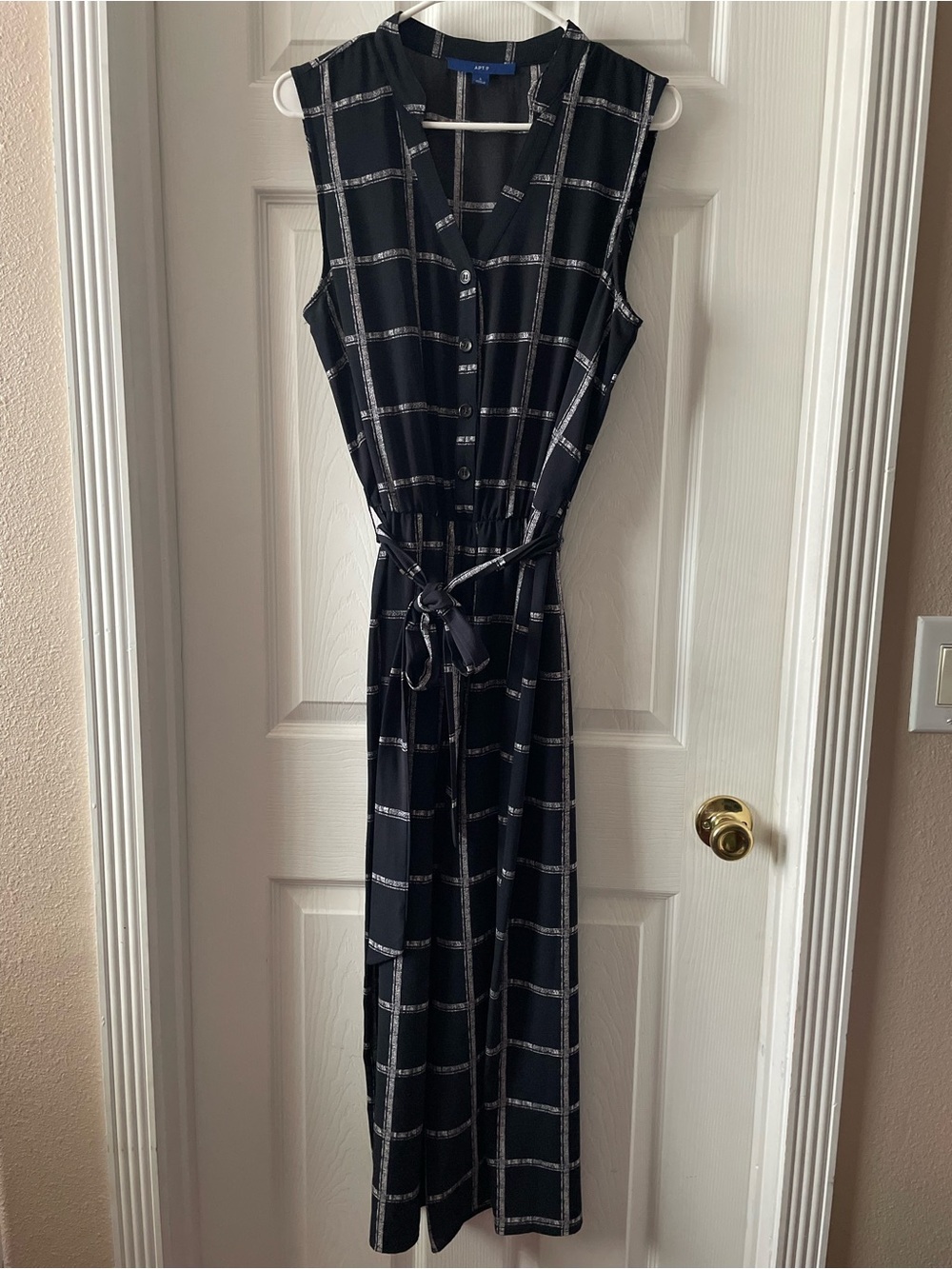 Apt 9 Black and White Windowpane Sleeveless Maxi Romper